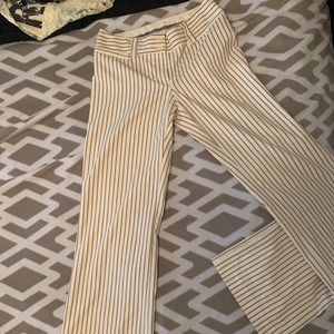 Flaired pinstriped cream dress pants
